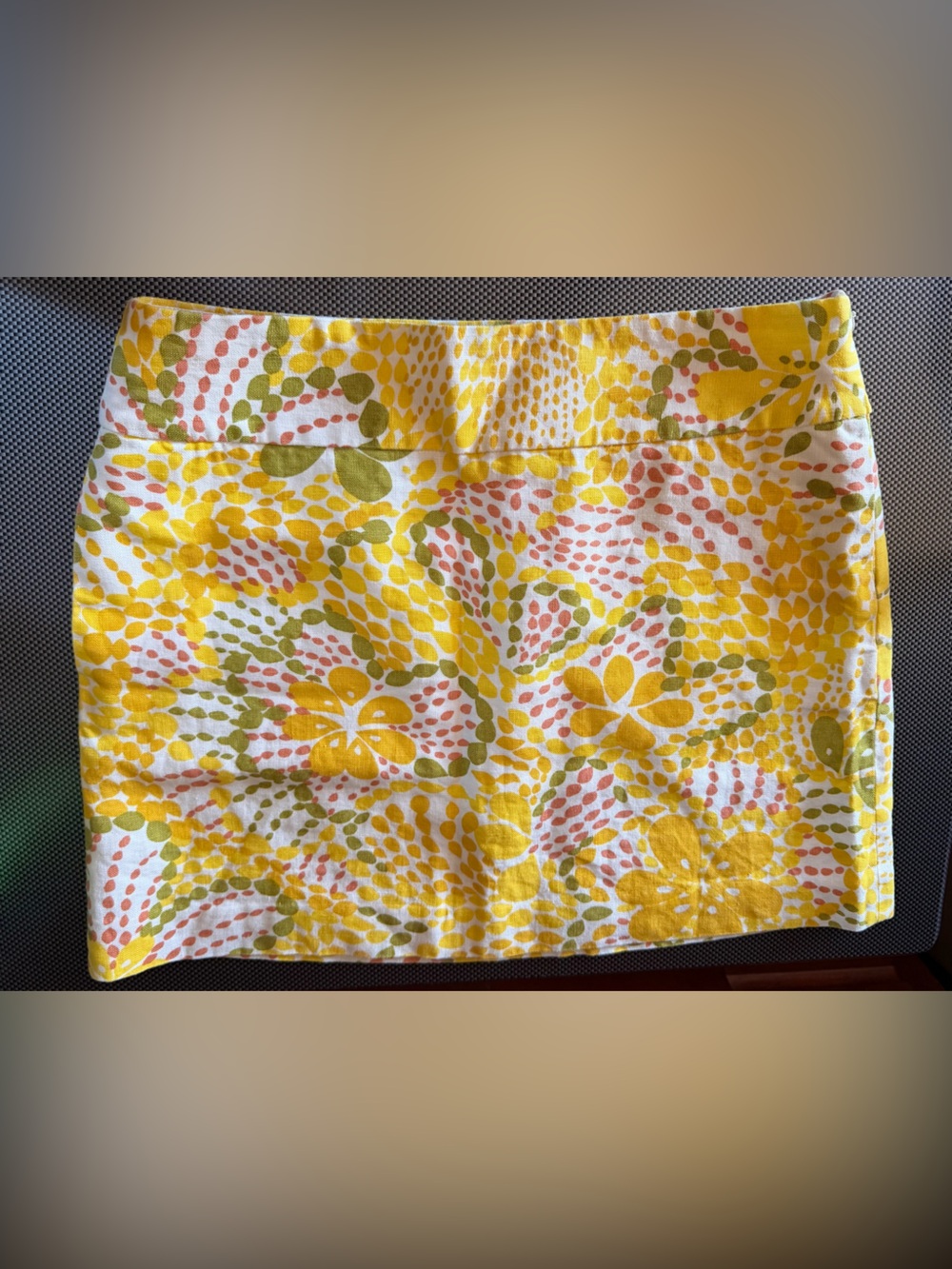 NWOT J.CREW Skirt Women's Linen Mini Zip Lined Floral Yellow Green White Size 6